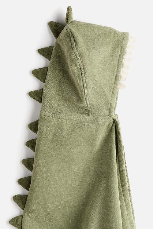 Hooded bath towel - green/dinosaur