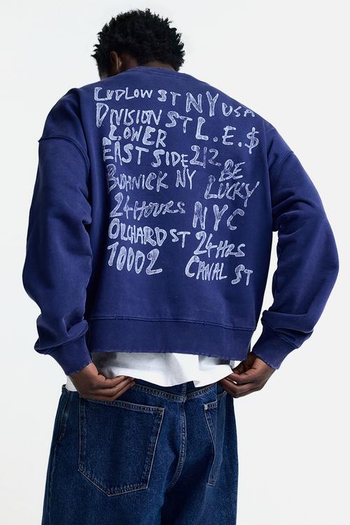 Oversized fit printed sweatshirt - dark blue/orchard st