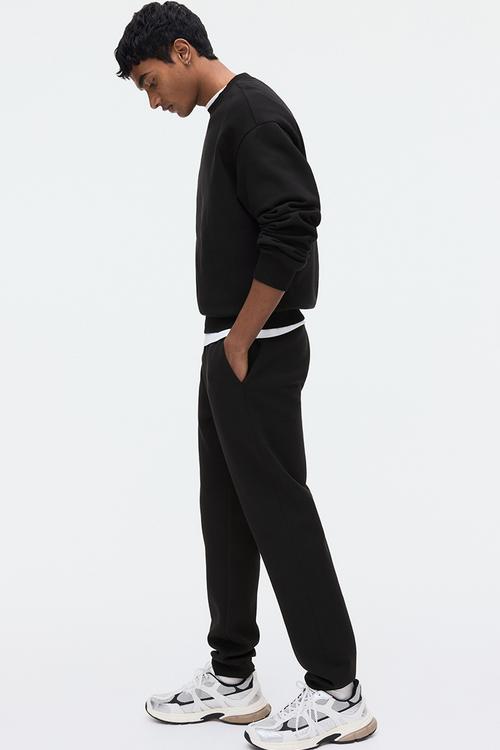 Regular fit interlock sweatpants - black