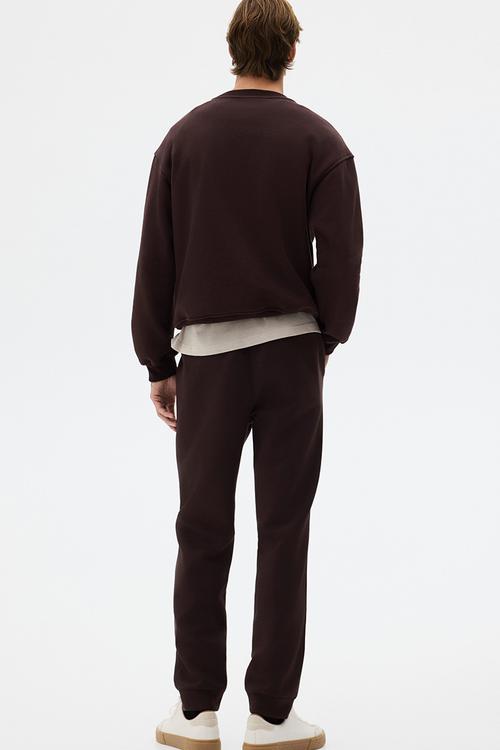 Regular fit interlock sweatpants - dark brown