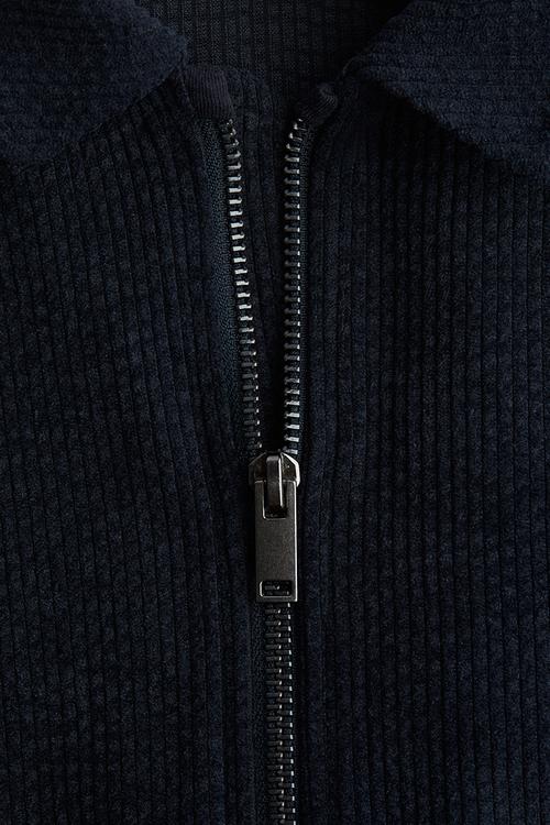 Ribbed velour shacket - navy blue