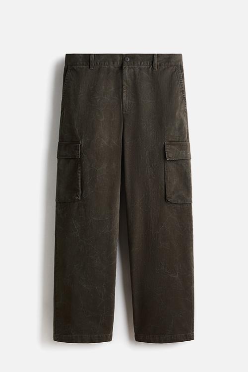 Relaxed fit cargo trousers - dark khaki green
