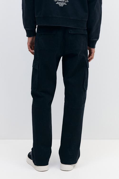 Relaxed fit cargo trousers - washed black