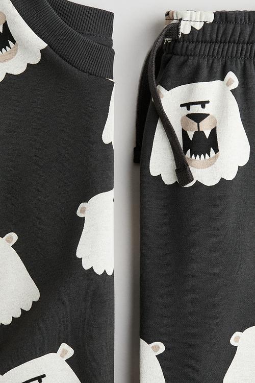 2-Piece printed sweatshirt set - black/bears