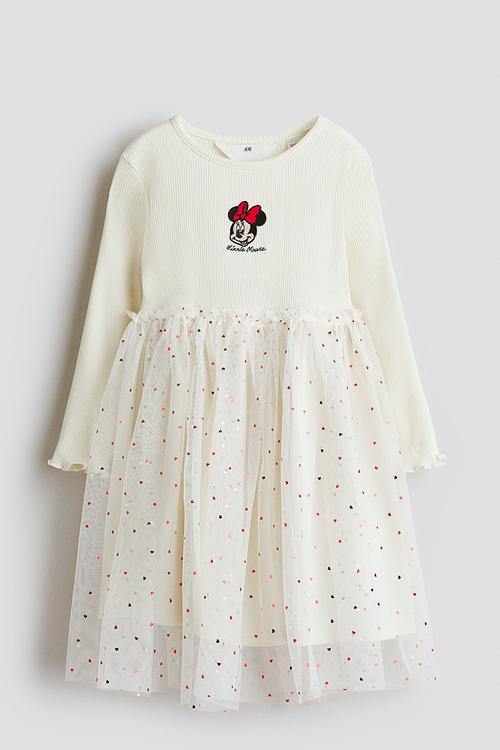 Motif-detail tulle dress - white/minnie mouse