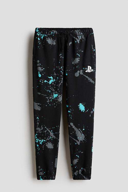 Printed brushed-inside joggers - black/playstation