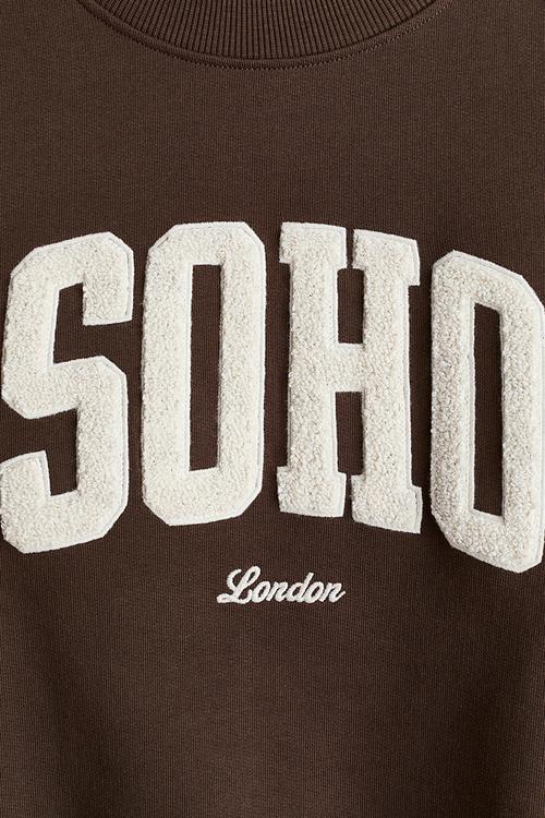 Motif-detail sweatshirt - dark brown/soho