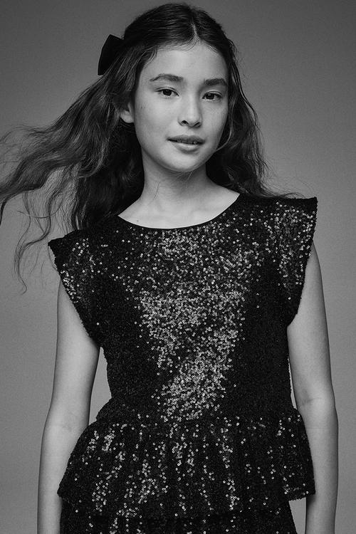 Sequinned peplum top - black