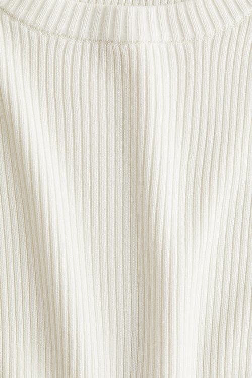Short rib-knit top - white