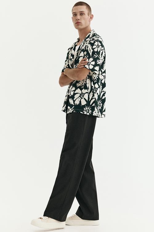 Regular fit jacquard resort shirt - dark green/floral