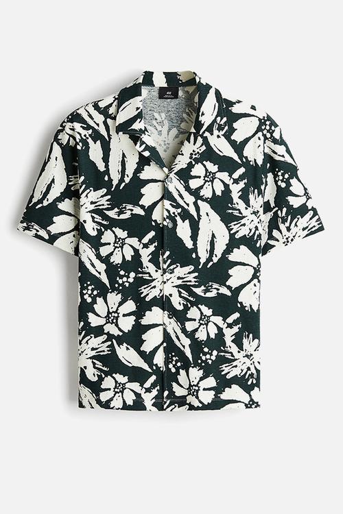 Regular fit jacquard resort shirt - dark green/floral