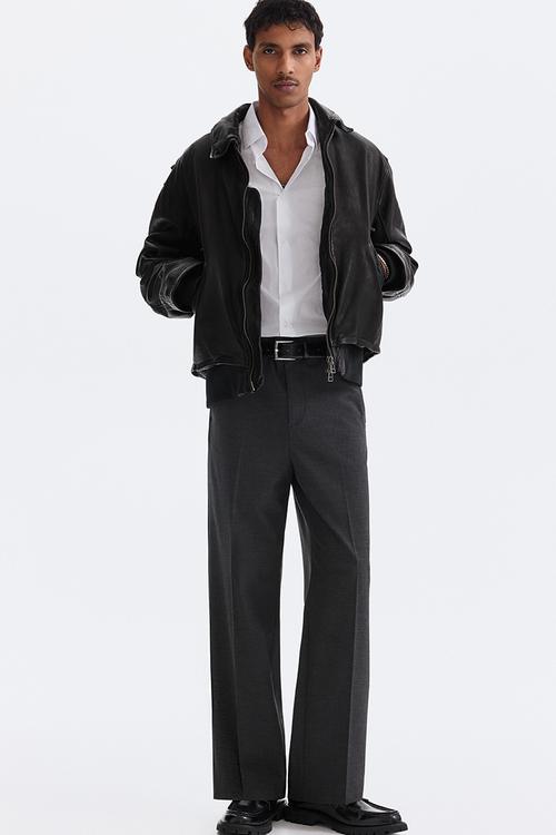 Relaxed fit trousers - dark grey marl
