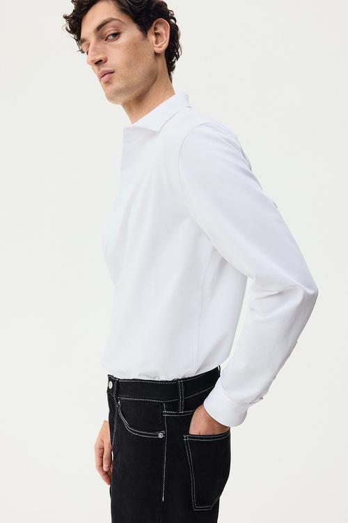Four-way stretch slim fit shirt - white