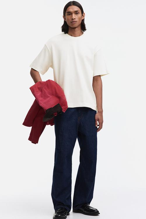 Loose fit interlock t-shirt - cream