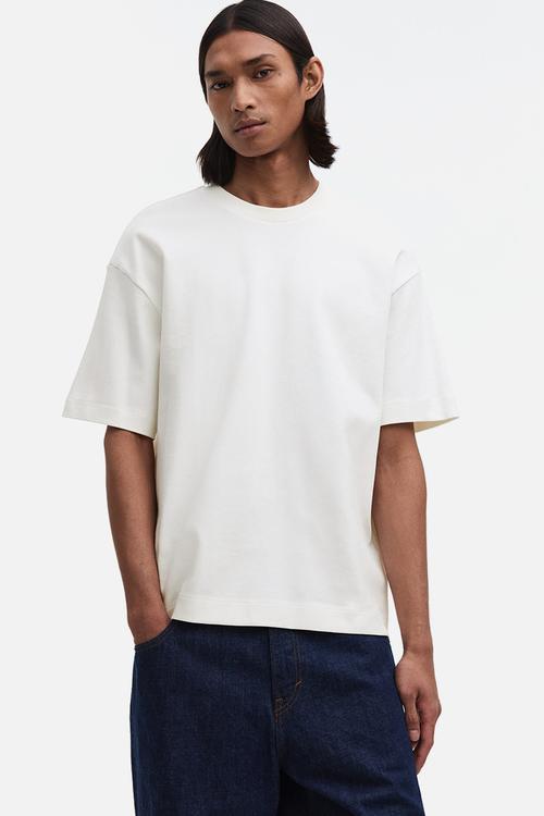 Loose fit interlock t-shirt - cream