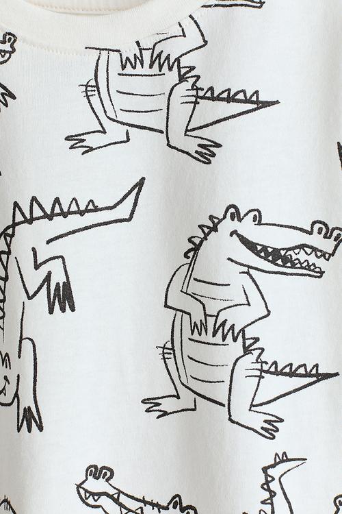 Printed long-sleeved t-shirt - white/crocodiles