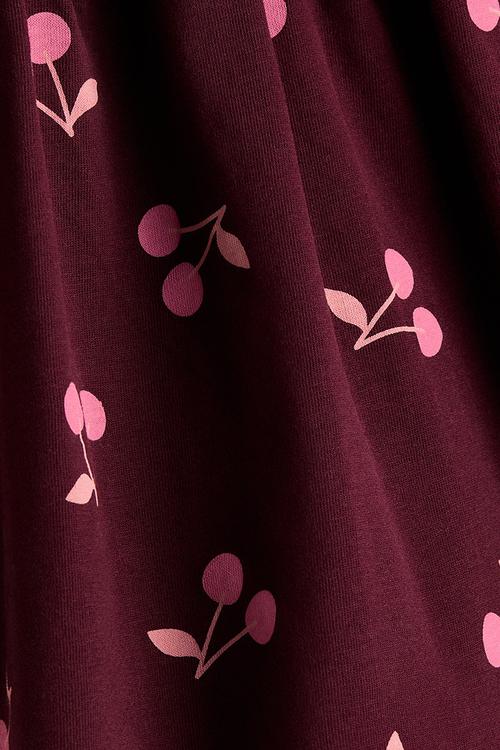 Frill-trimmed cotton dress - dark red/cherries
