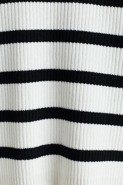 Rib-knit top - white/black striped