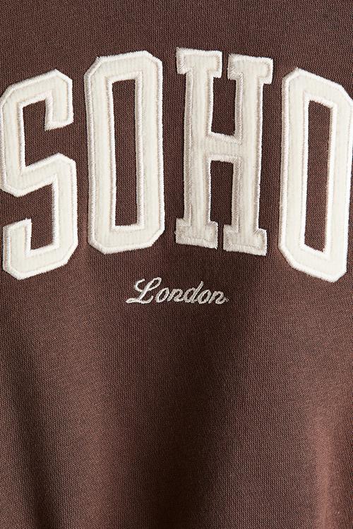 Motif-detail sweatshirt - brown/soho