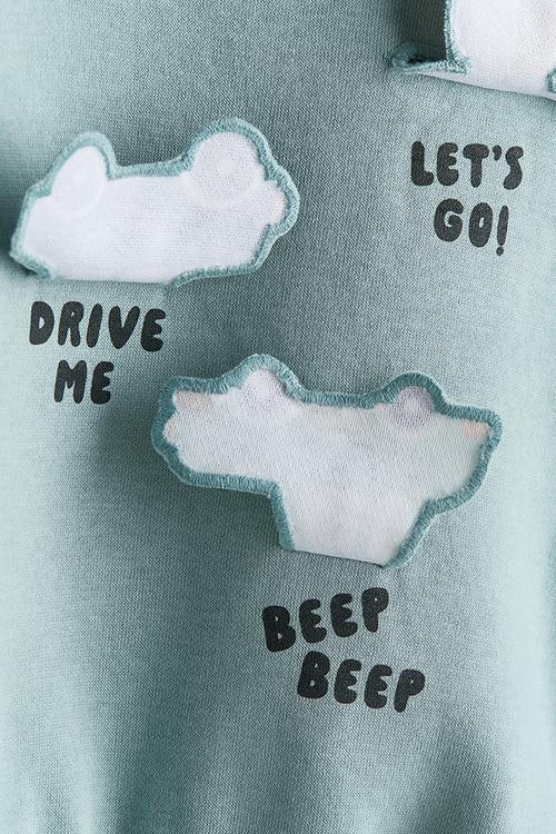 Motif-detail sweatshirt - turquoise/vehicles