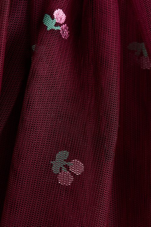 Printed tulle skirt - dark red/cherries