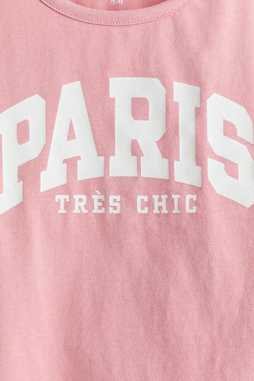 Printed long-sleeved top - light pink/paris