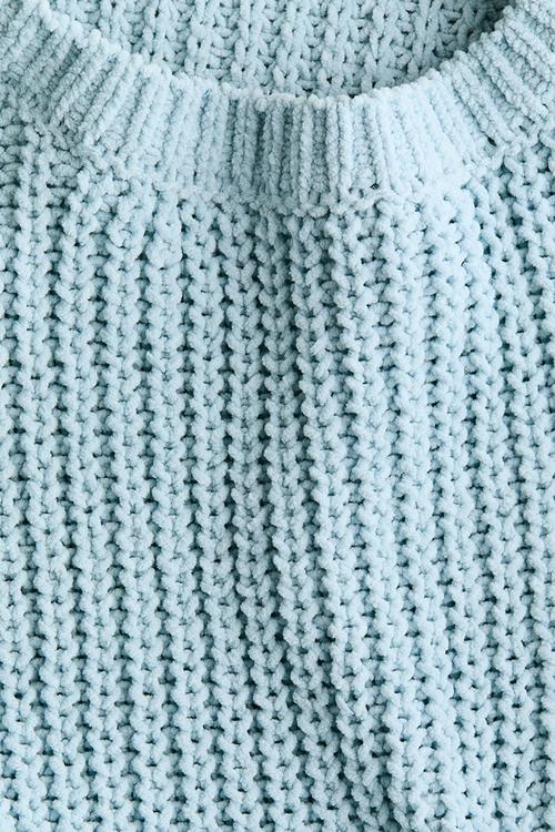 Patent-knit chenille jumper - light turquoise