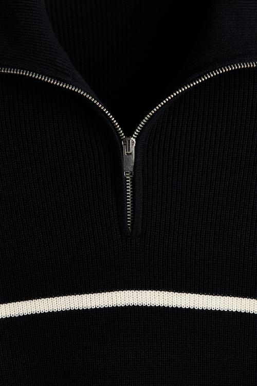 Regular fit zip-top jumper - navy blue/striped