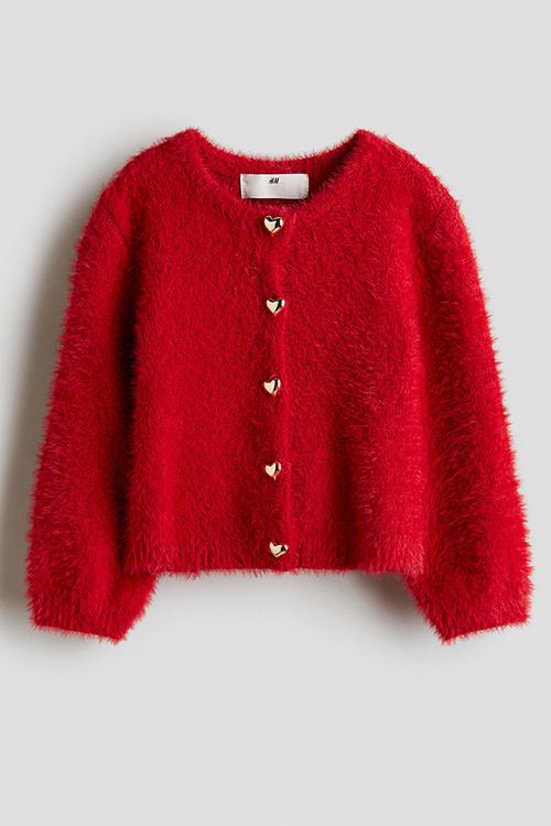 Fluffy cardigan - red