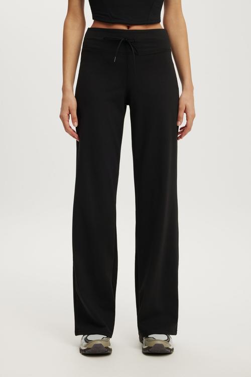 Ultra Soft Tie Front Wide Leg Pant - Black