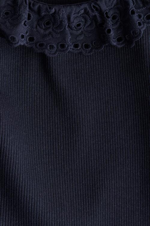 Frill-collar top - navy blue