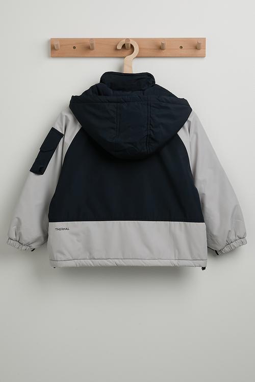 Colour block puffer jacket - dark navy/grey