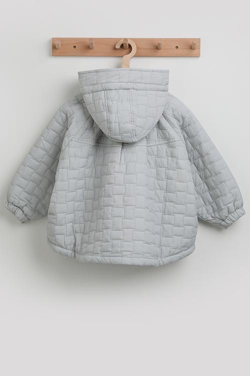 Basketweave quilted hooded jacket - light grey