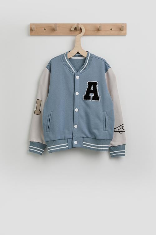 Baseball jacket - steel blue / multi