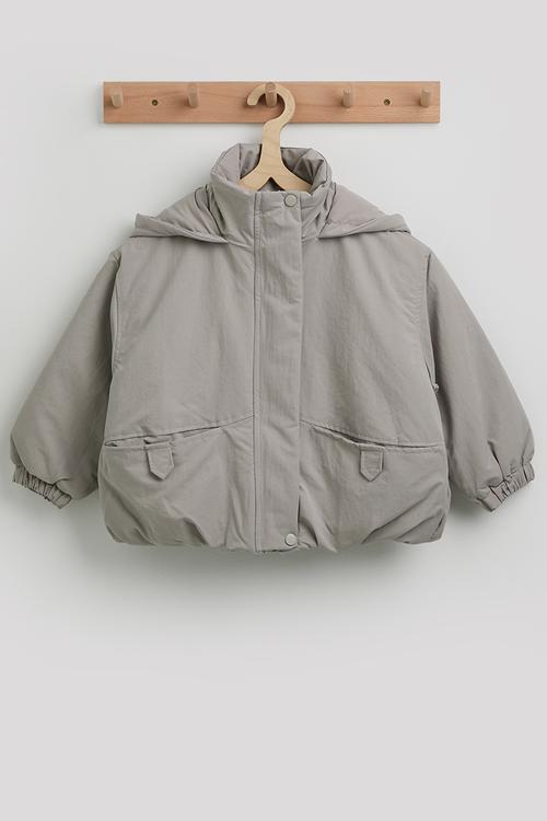 Hooded puffer jacket - alabaster grey