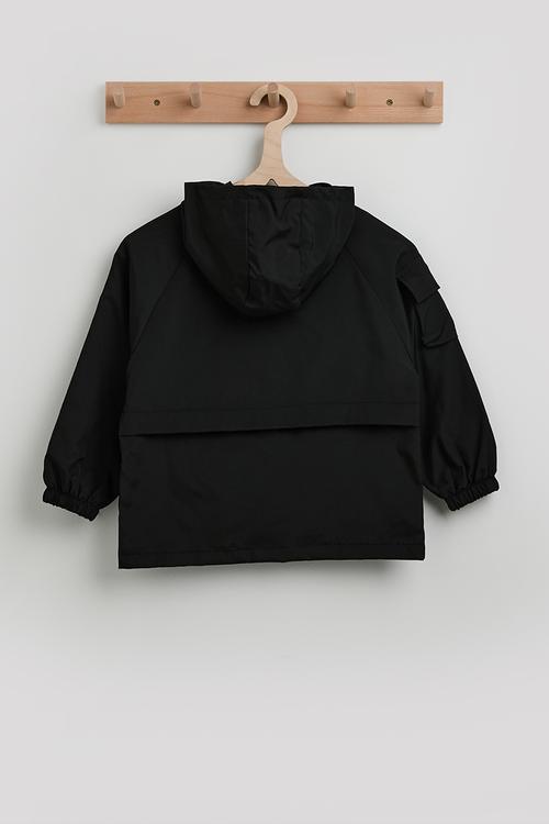 Hooded cargo jacket - black