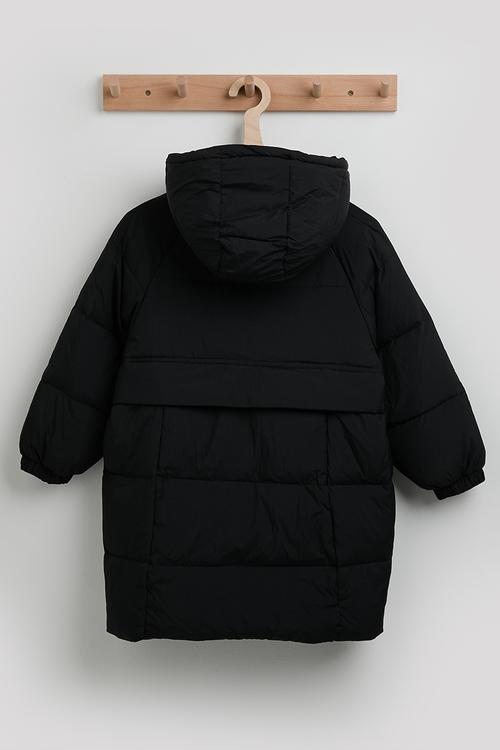 Midi puffer jacket - black