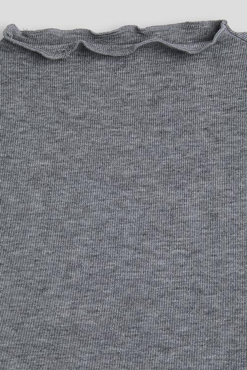 Lettuce hem neckline top -  grey