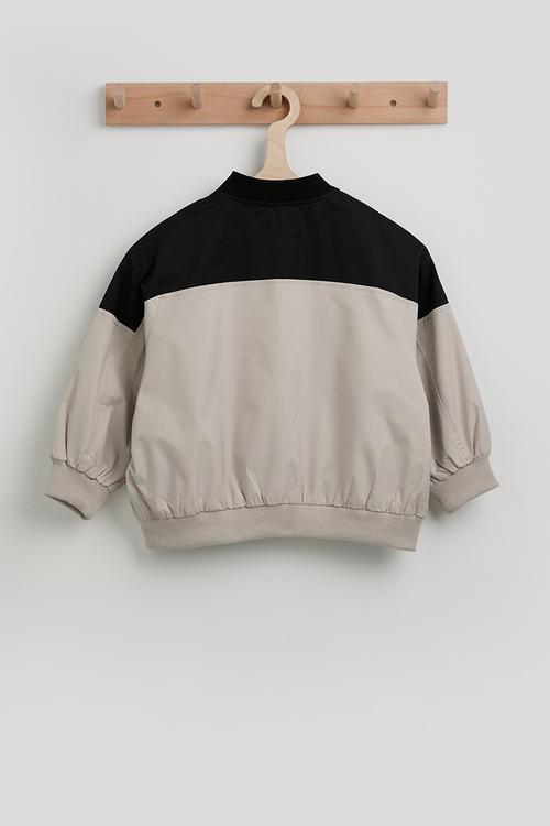 Contrast yoke bomber jacket - beige/black