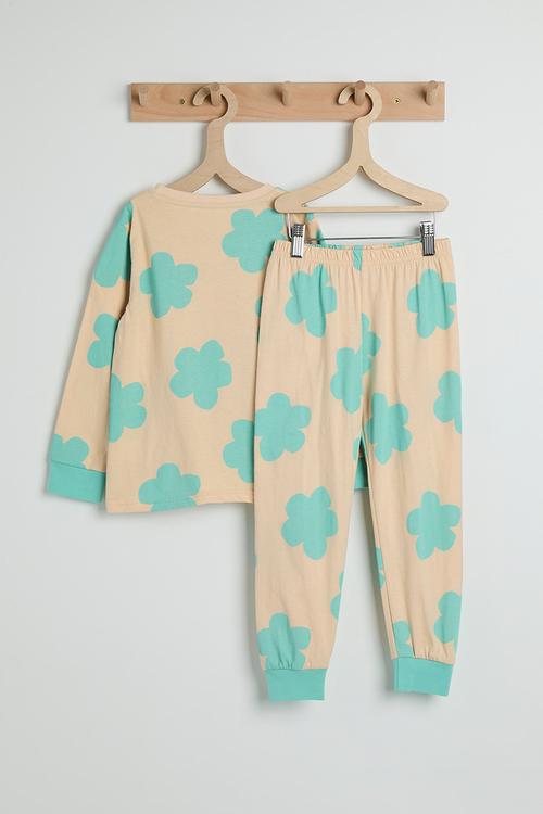 Floral aop sweatshirt & joggers - blond/blue