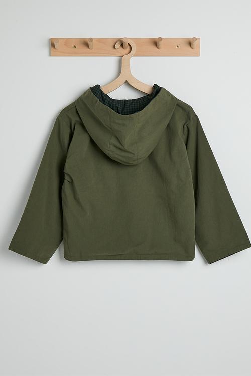 Cotton lined button-down jacket - moss green