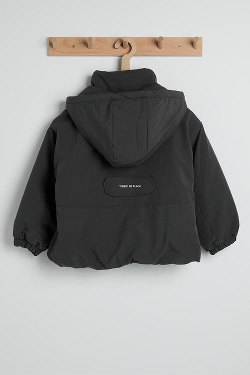 Hooded puffer jacket - gunmetal grey