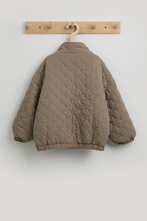 Wavy diamond quilted jacket with lift-away pockets - taupe