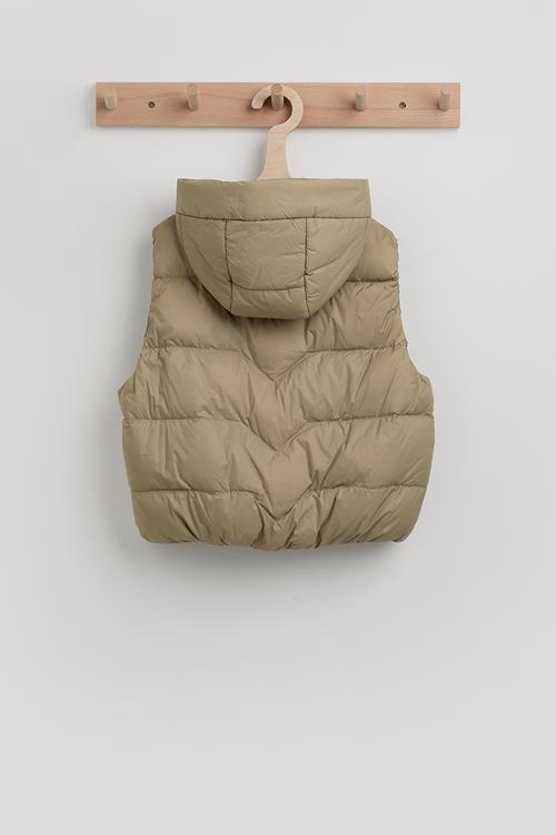 Hooded puffer vest - beige