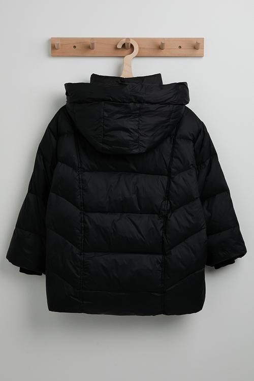 Hooded puffer jacket - black