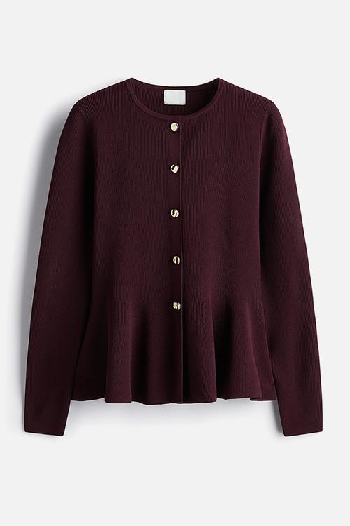 Peplum cardigan - burgundy