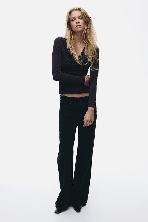 Cowl neck top - dark plum purple