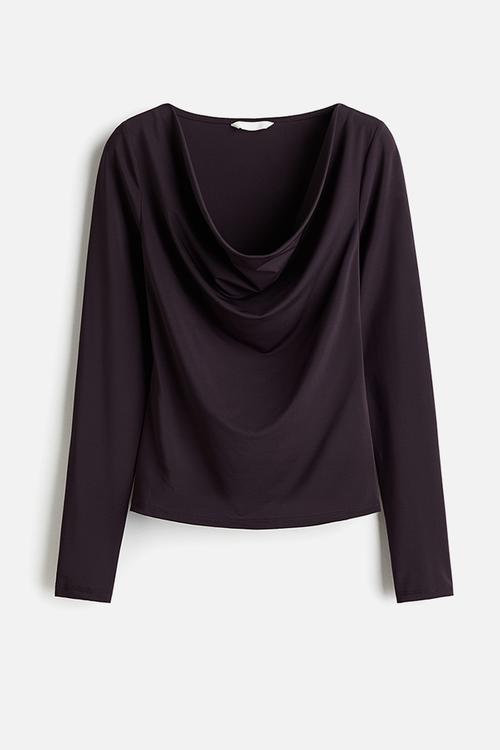 Cowl neck top - dark plum purple