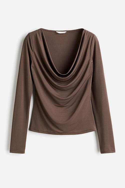 Cowl neck top - dark mole