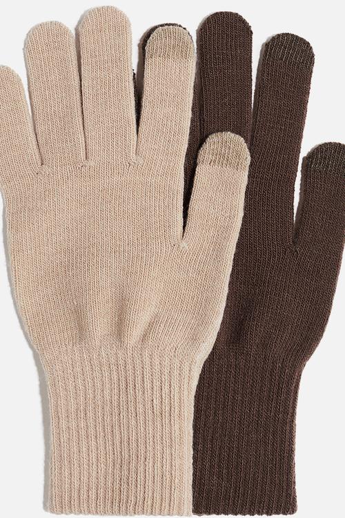 2 pack touchscreen gloves - brown/beige